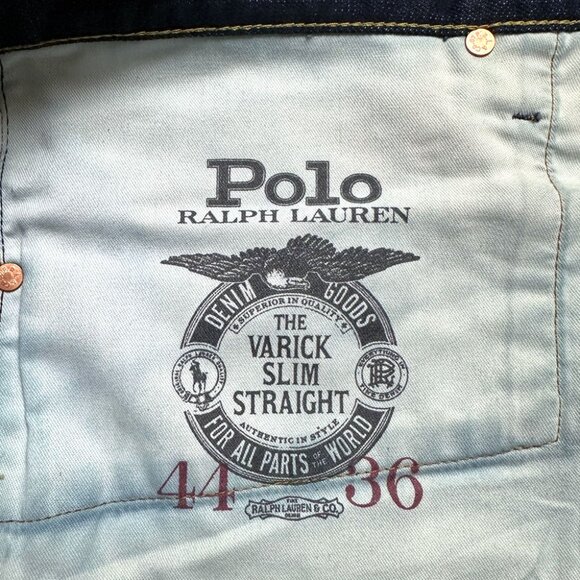Polo Ralph Lauren Varick Slim Straight Men Jeans 44x36 Dark Wash Authentic Denim - Picture 9 of 12